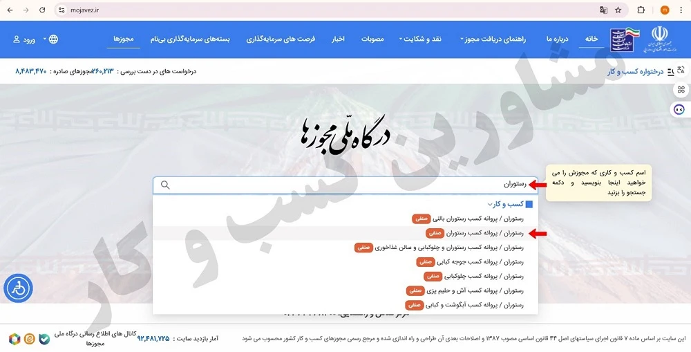 نحوه اخذ پروانه کسب رستوران