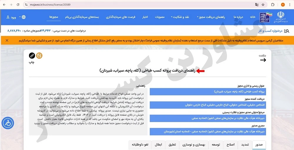 نحوه اخذ پروانه کسب طباخی