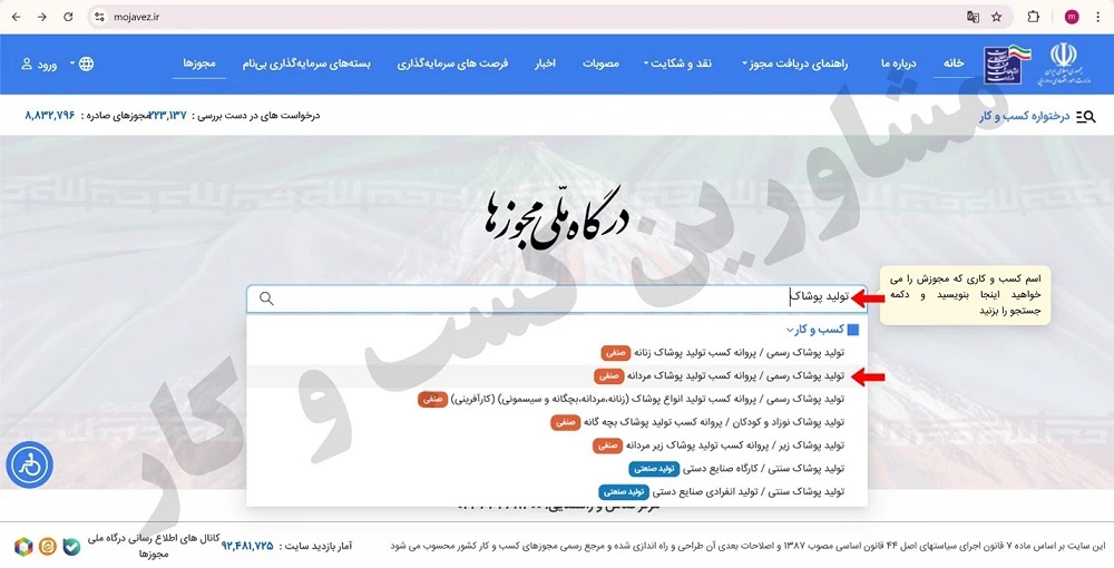 نحوه اخذ پروانه کسب تولید پوشاک