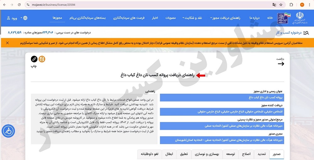 نحوه اخذ پروانه کسب نان داغ کباب داغ