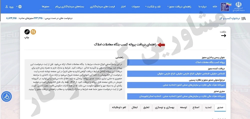 نحوه اخذ پروانه کسب مشاور املاک